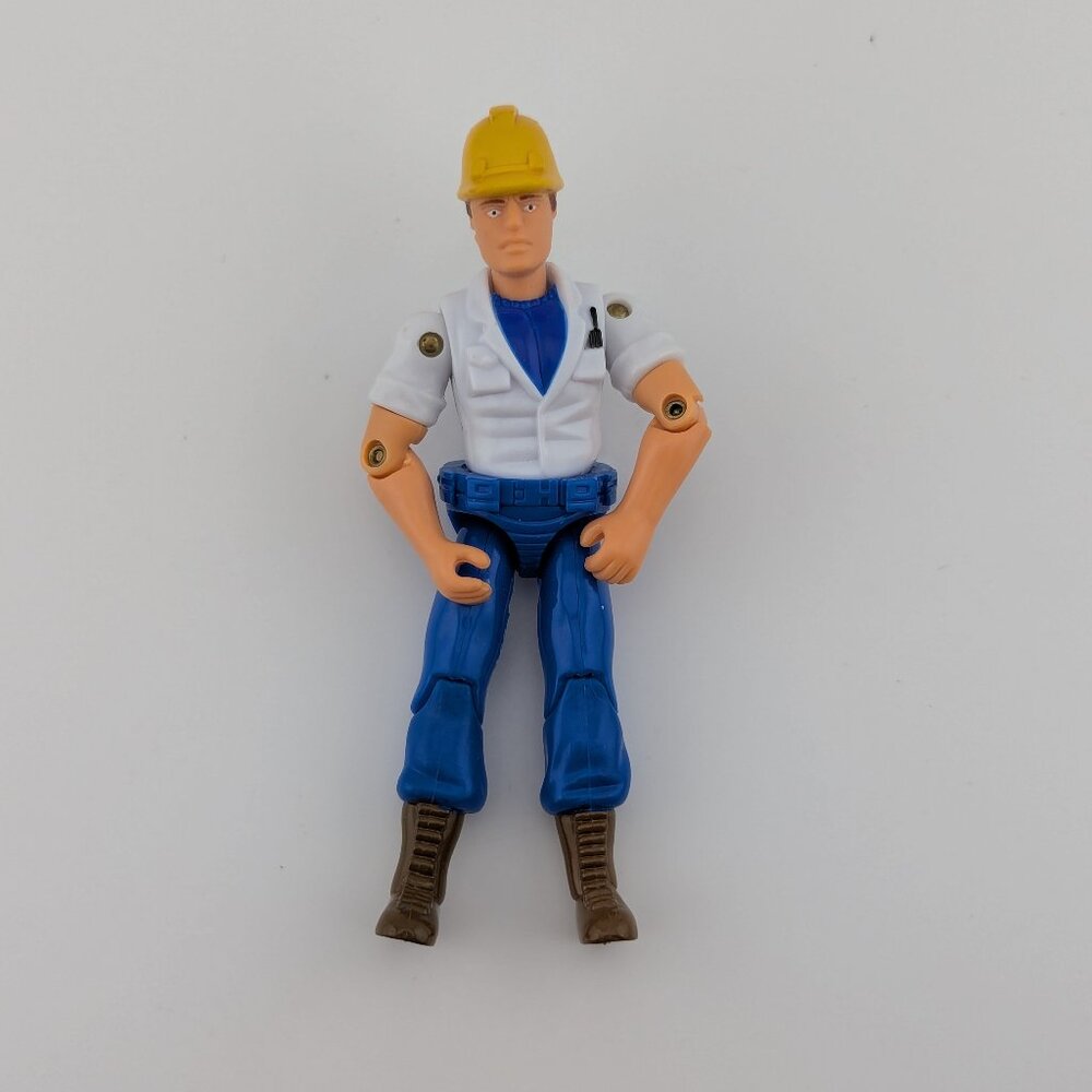 👷‍♂️ Articulated Construction Worker Action Figure – Vintage Hard Hat Toy